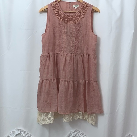 Women’s Umgee Pink Sleeveless Ruffle Dress Size Medium EUC - Picture 1 of 7